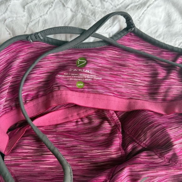 Dakini Pink and Gray Strappy Criss Cross Back Dress Pocket Padded - Picture 3 of 6